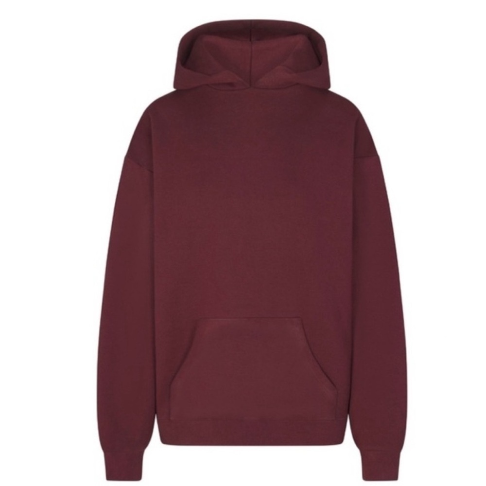 Skims cotton fleece oversized pullover hoodie NWT OXBLOOD SIZE XXS (Dep)